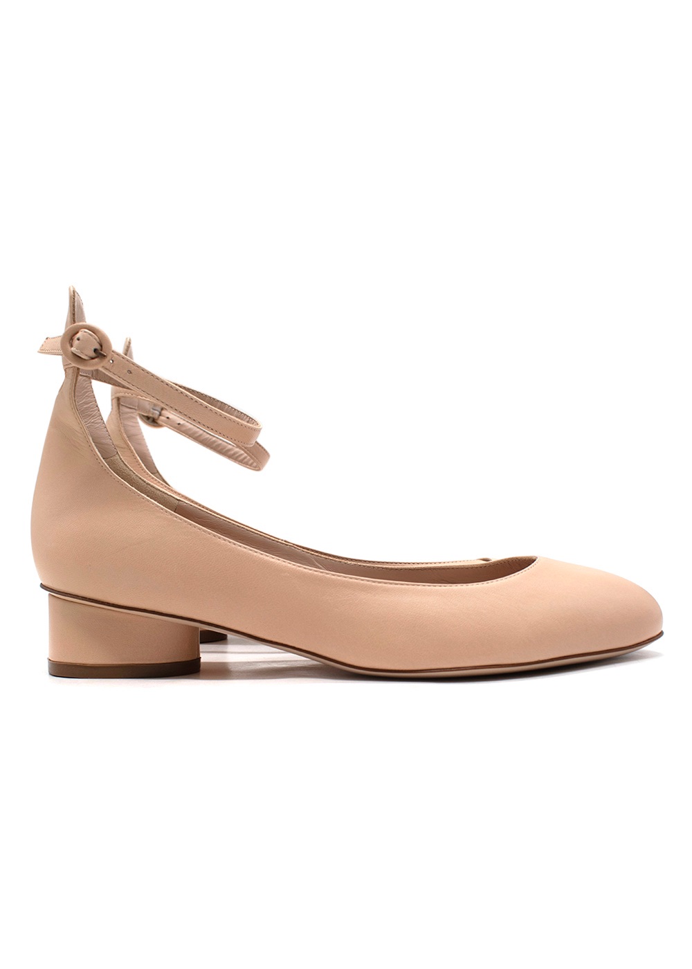 Stuart Weitzman Nude Jane Ankle Strap Pump Size 39.5 leather