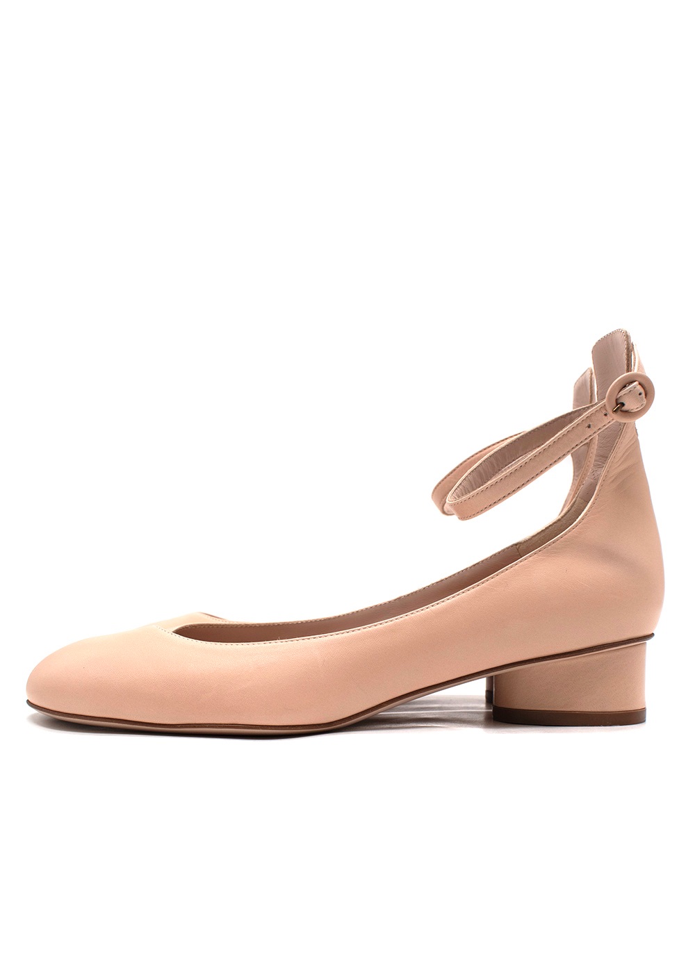 Stuart Weitzman Nude Jane Ankle Strap Pump Size 39.5 leather