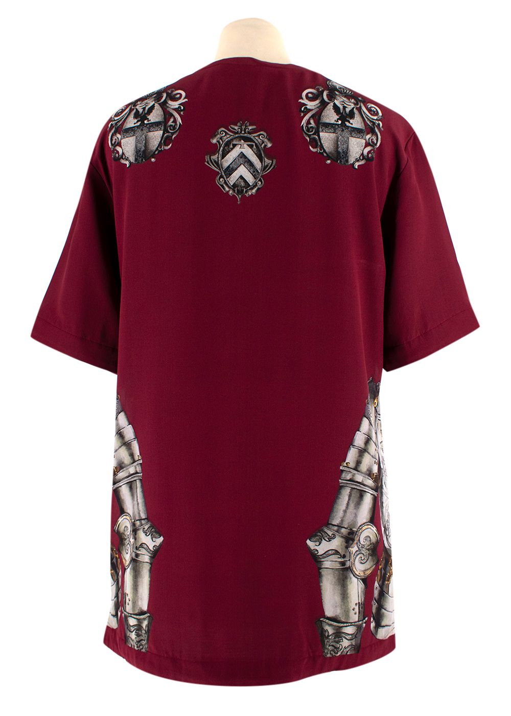 Dolce  Gabbana Burgundy Printed Lined Silk T-Shirt Size S