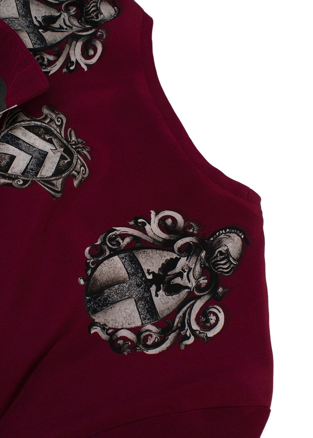 Dolce  Gabbana Burgundy Printed Lined Silk T-Shirt Size S