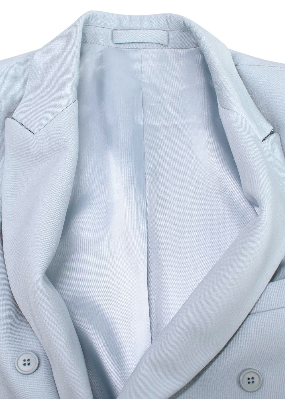 Wardrobe NYC Double-breasted light blue wool twill blazer Size M Powder Blue