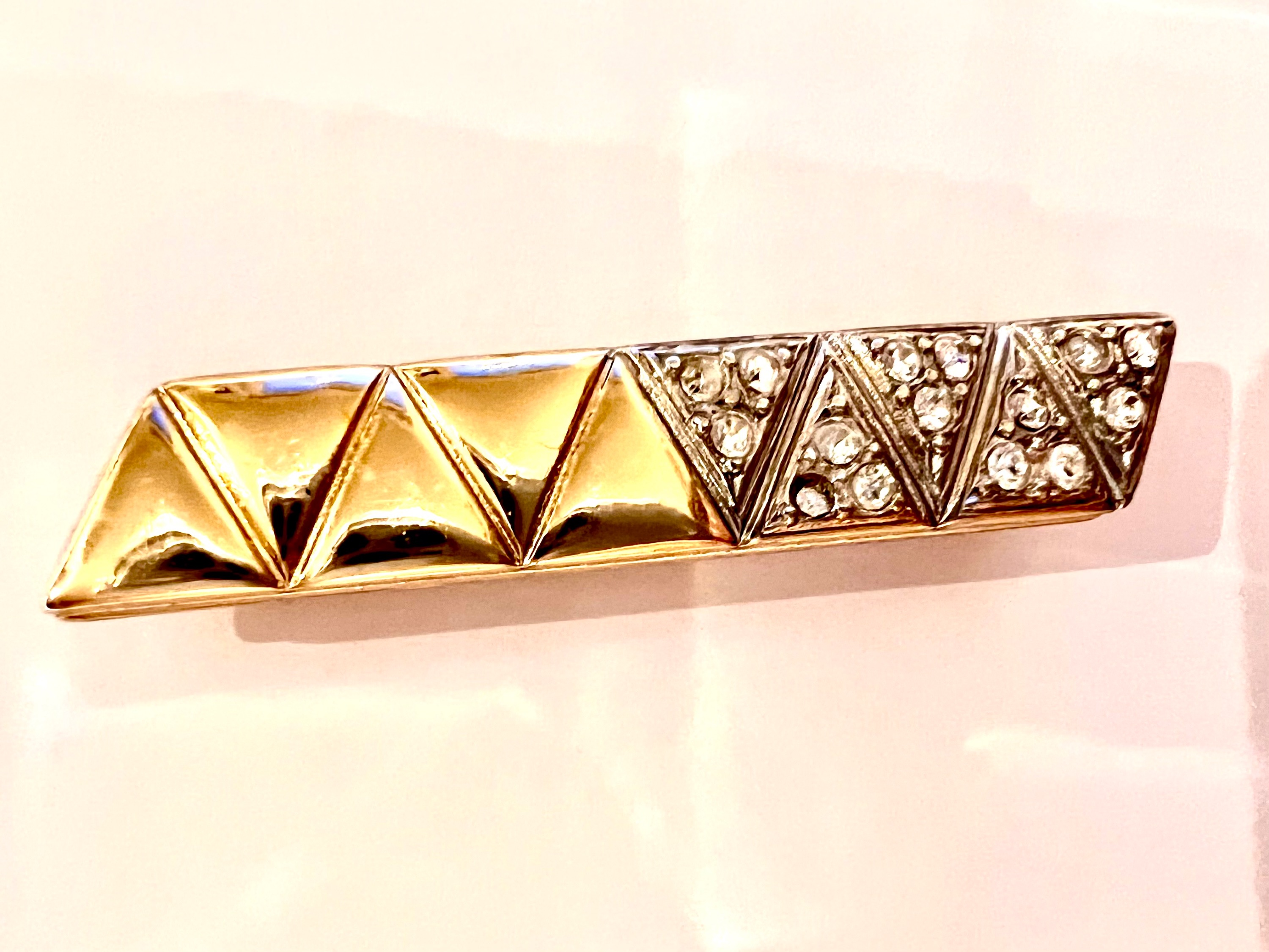 Saint Laurent Vintage Gold Tone Crystal Brooch