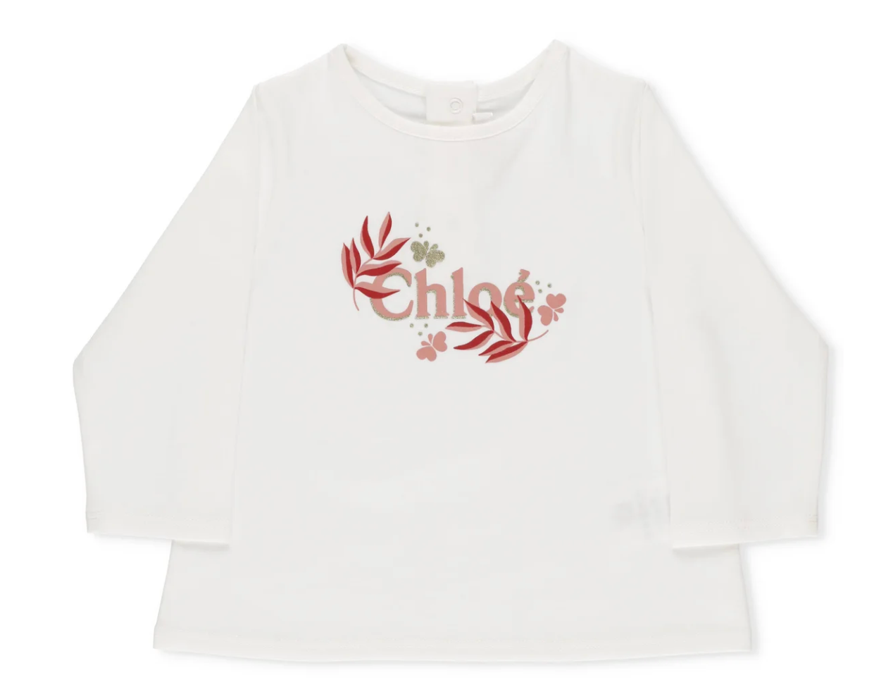 Boys Chloe Babies' Floral Logo T-shirt In White (24 months) Size 18-24 Months cotton