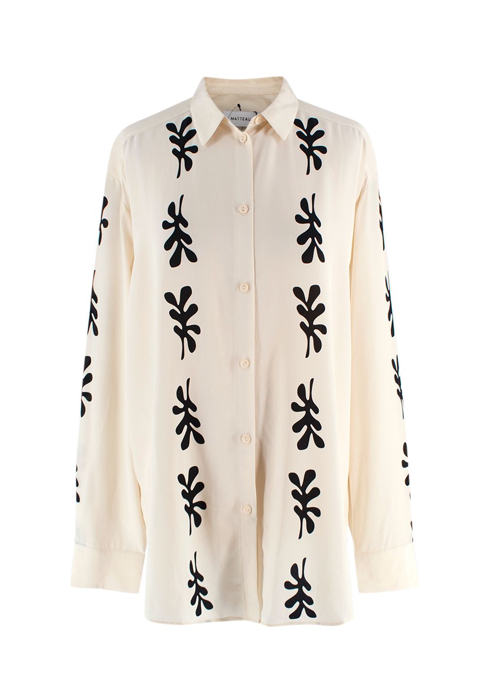 Matteau Cream Fig Leaf Silk Shirt Size M