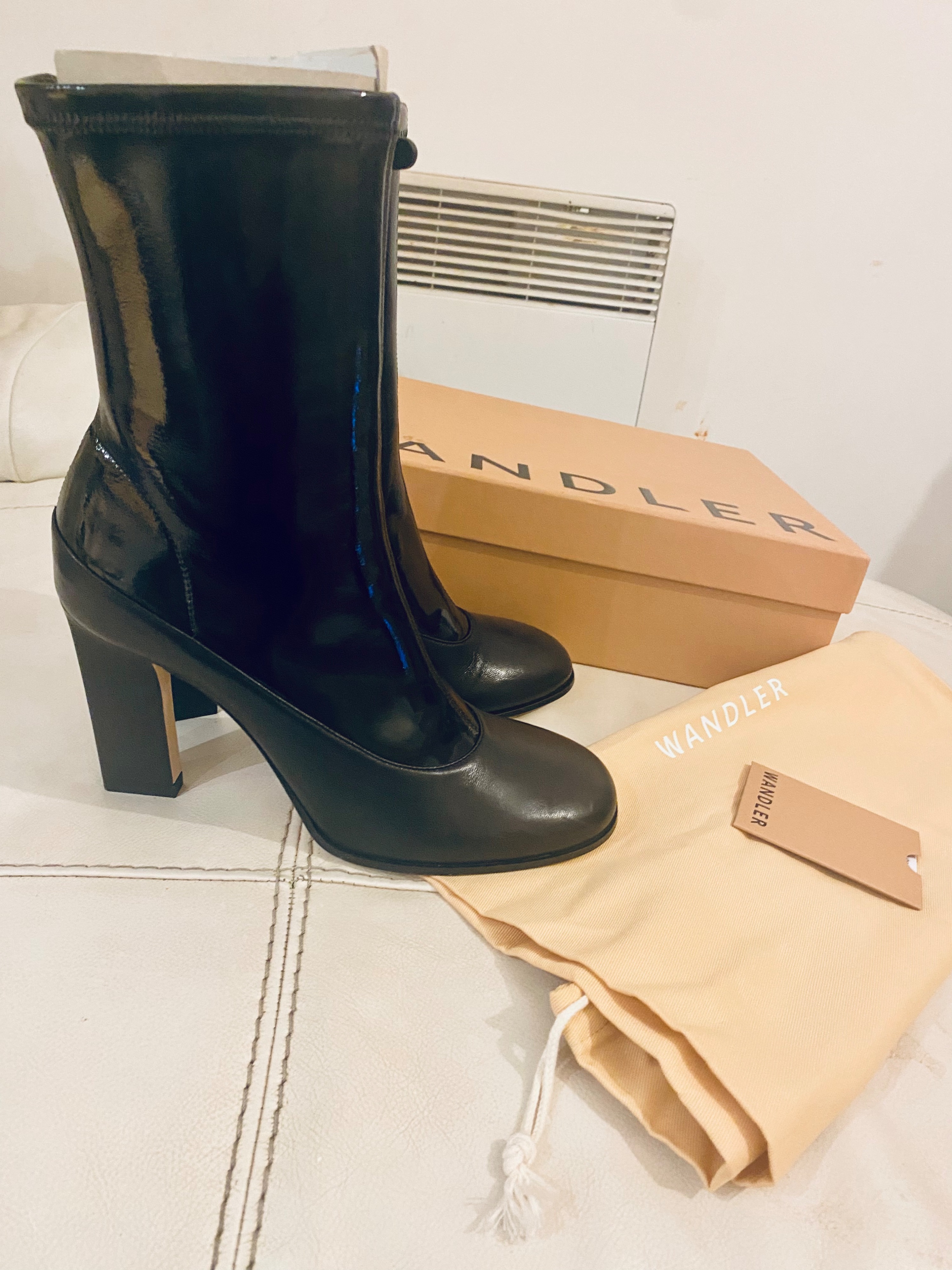 Wandler Black Lambskin Lesly Ankle Boots Size 40 leather