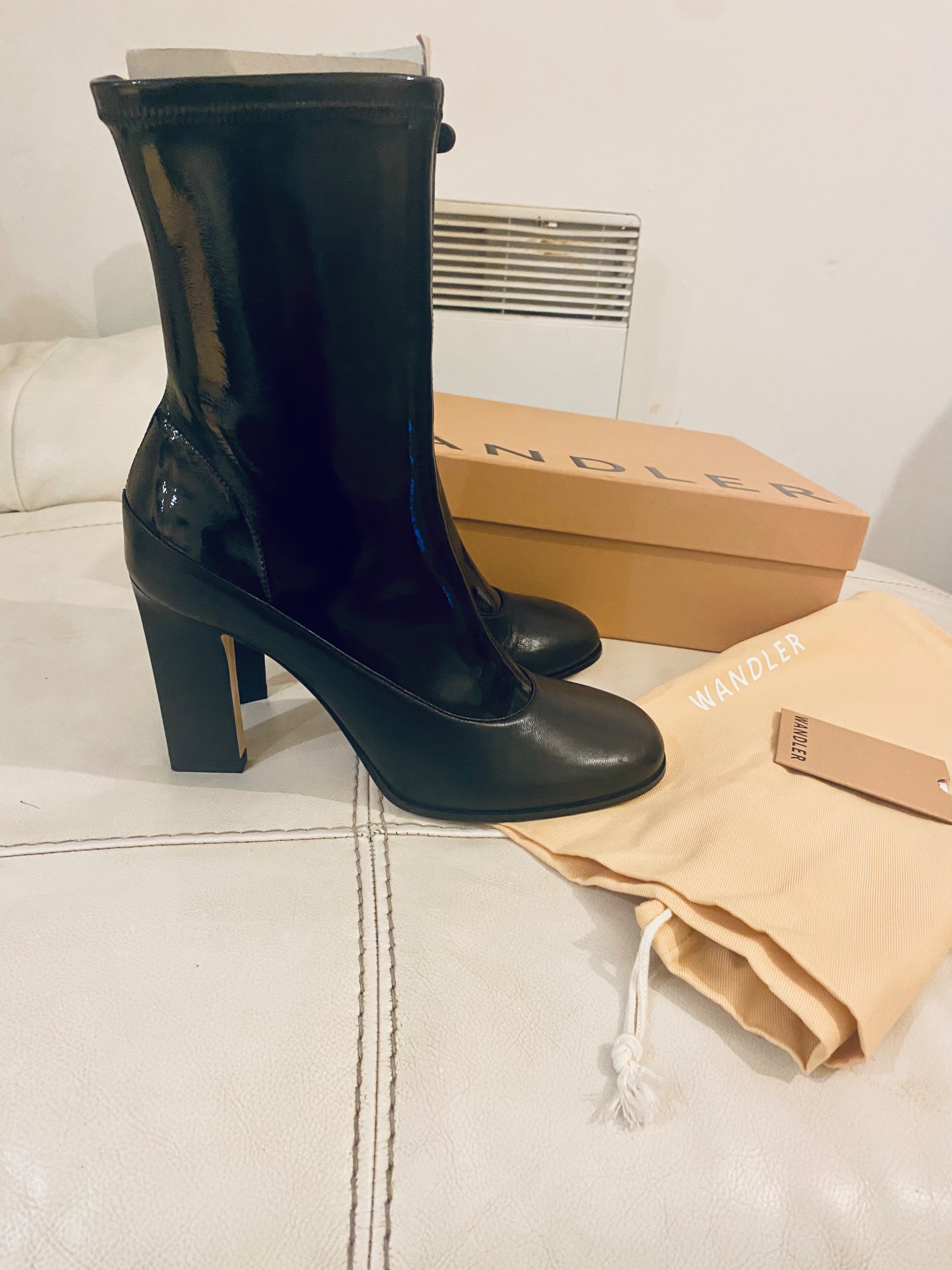 Wandler Black Lambskin Lesly Ankle Boots Size 40 leather