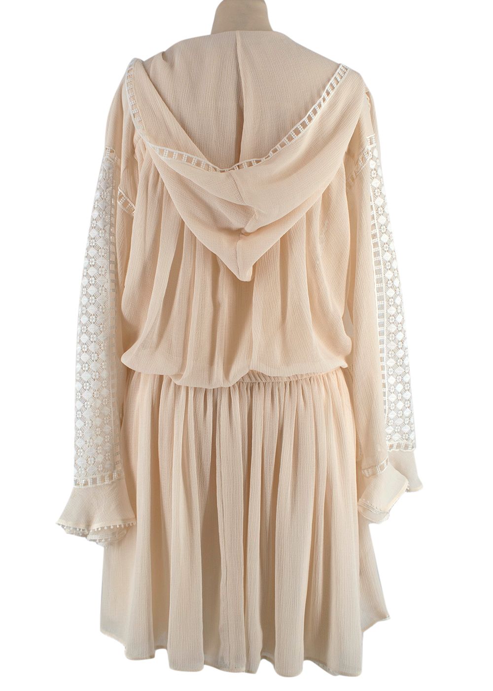 Philosophy di Lorenzo Serafini Hooded Crepe  Lace Mini Dress Size XS Ivory / nude polyester