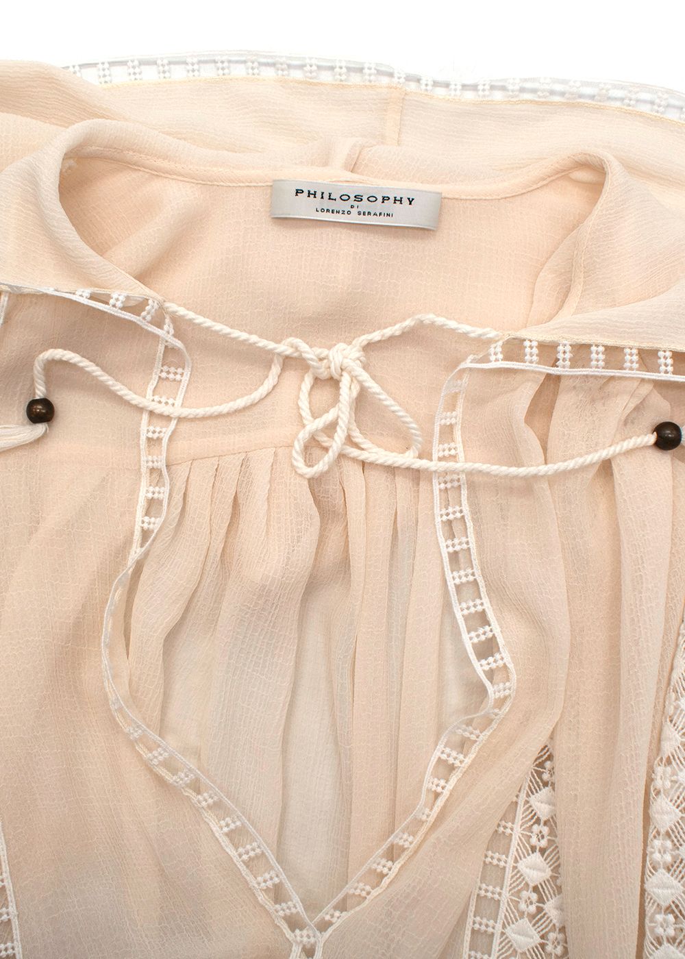 Philosophy di Lorenzo Serafini Hooded Crepe  Lace Mini Dress Size XS Ivory / nude polyester