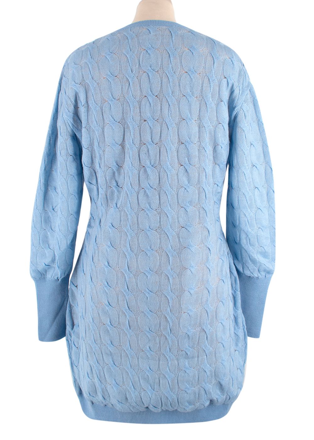 Dior Sky Blue Wool Cashmere  Silk Cable Knit Jumper Dress Size L wool