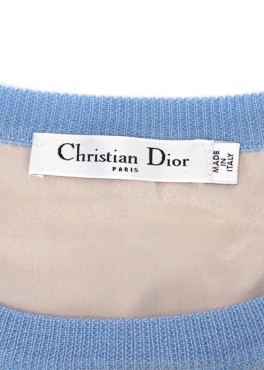 Dior Sky Blue Wool Cashmere  Silk Cable Knit Jumper Dress Size L wool