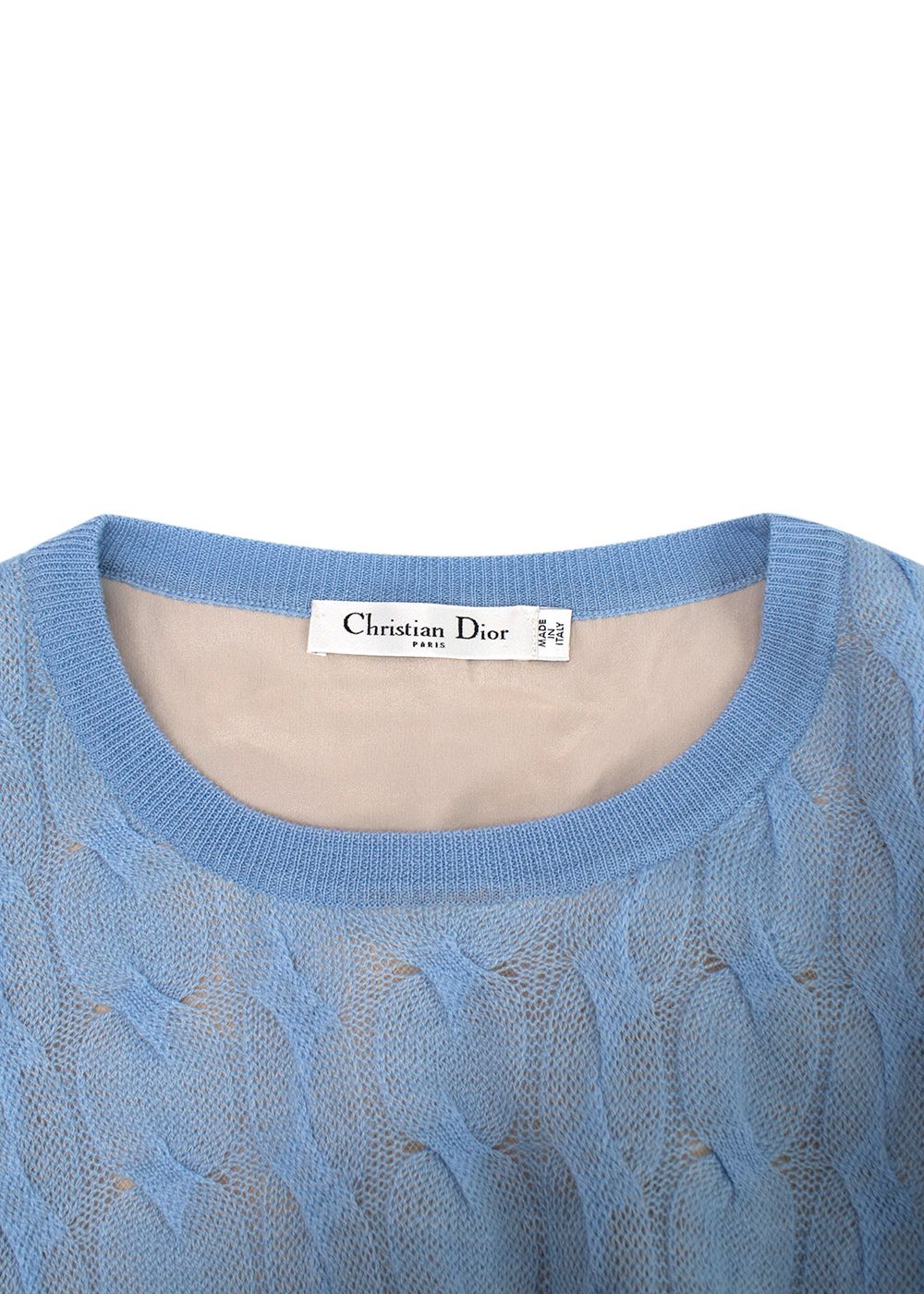 Dior Sky Blue Wool Cashmere  Silk Cable Knit Jumper Dress Size L wool