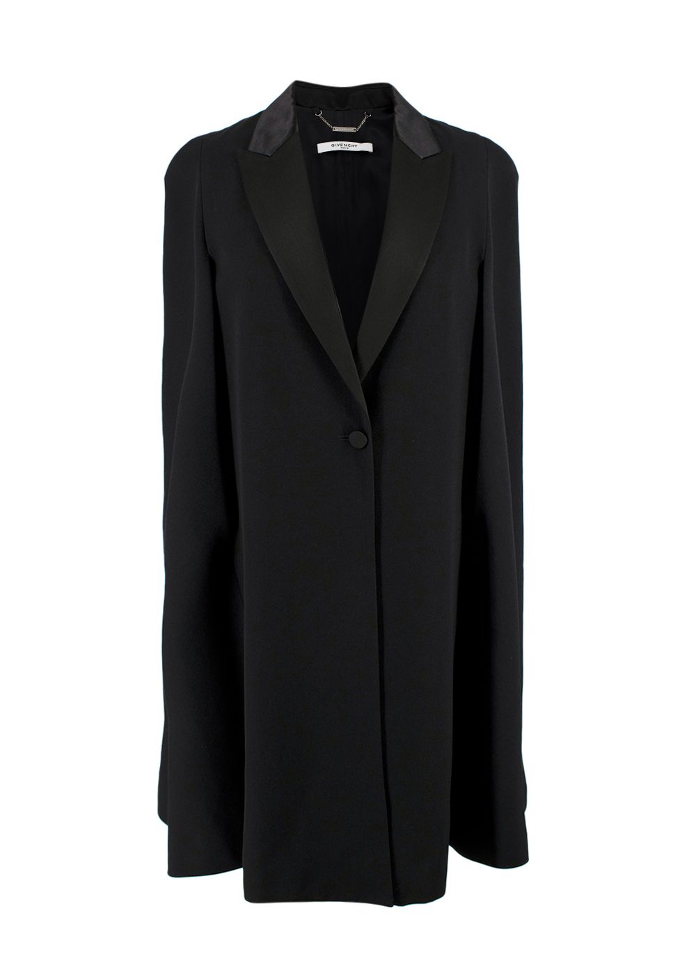 Givenchy Black Single Breasted Cape Jacket Size XS wool