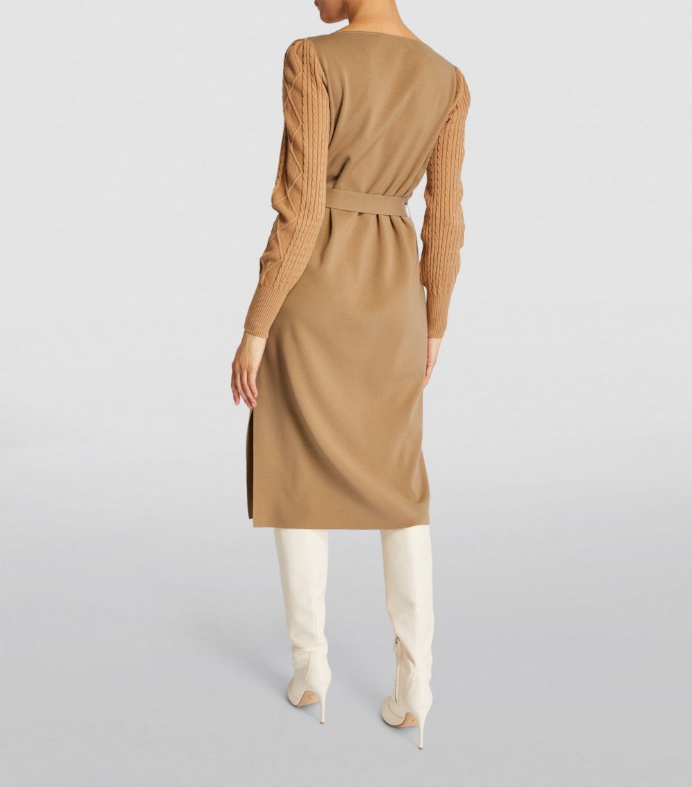 DExterior Tan Fine Knit Long Sleeve Midi Dress Size XS wool