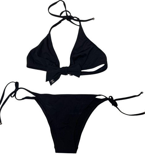 Chanel Black Bow Detail Bikini Size S synthetic swimwear