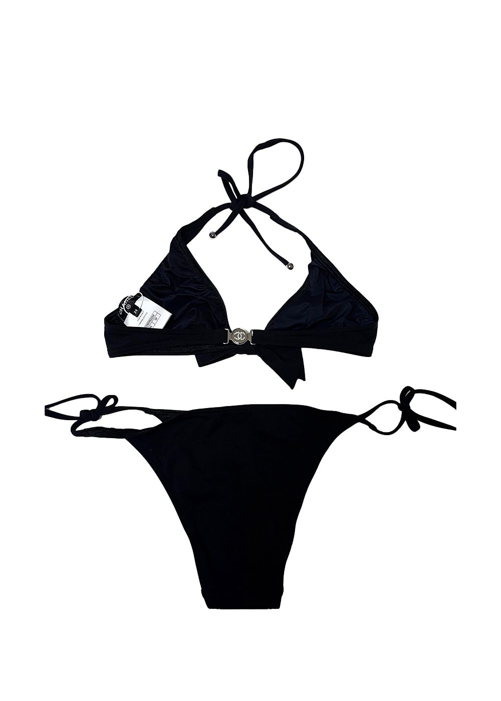 Chanel Black Bow Detail Bikini Size S synthetic swimwear