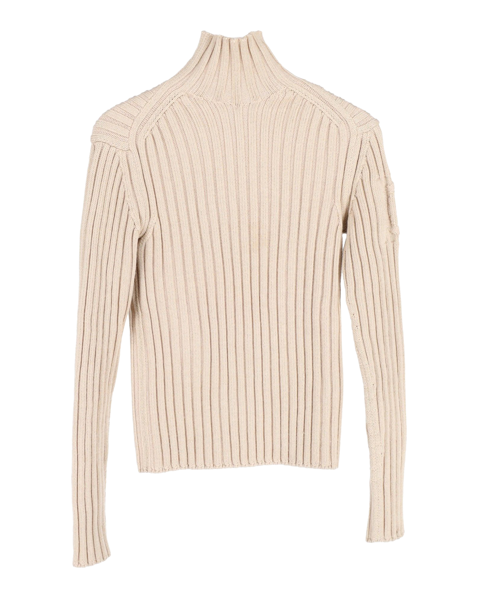 Preowned Chloe Beige Ribbed Knit Turtleneck Top Size XS cotton