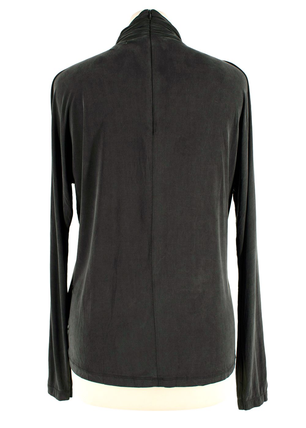 Preowned Ganni Charcoal Draped Long Sleeve Top Size S Dark grey polyester