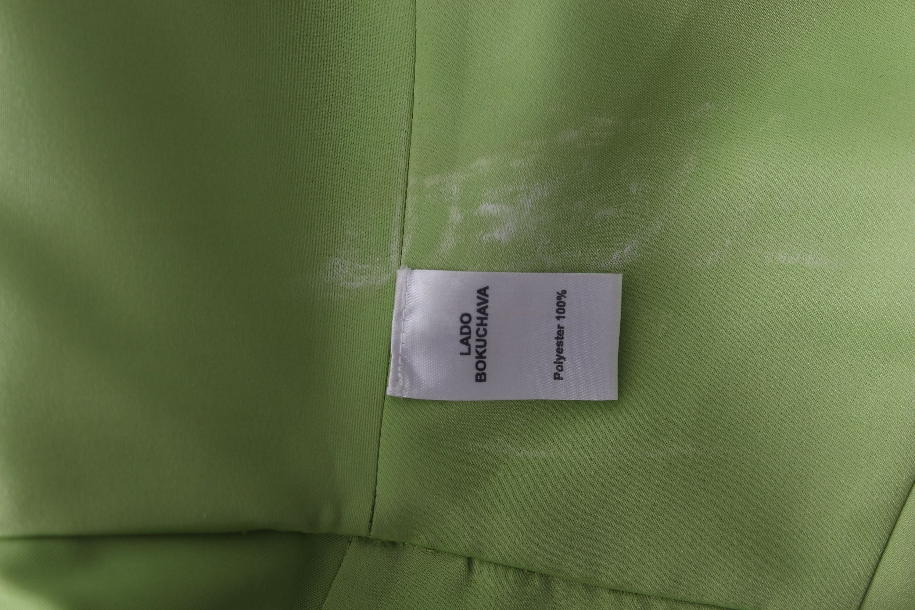 Preowned Lado Bokuchava Green Satin Halterneck Top Size L polyester