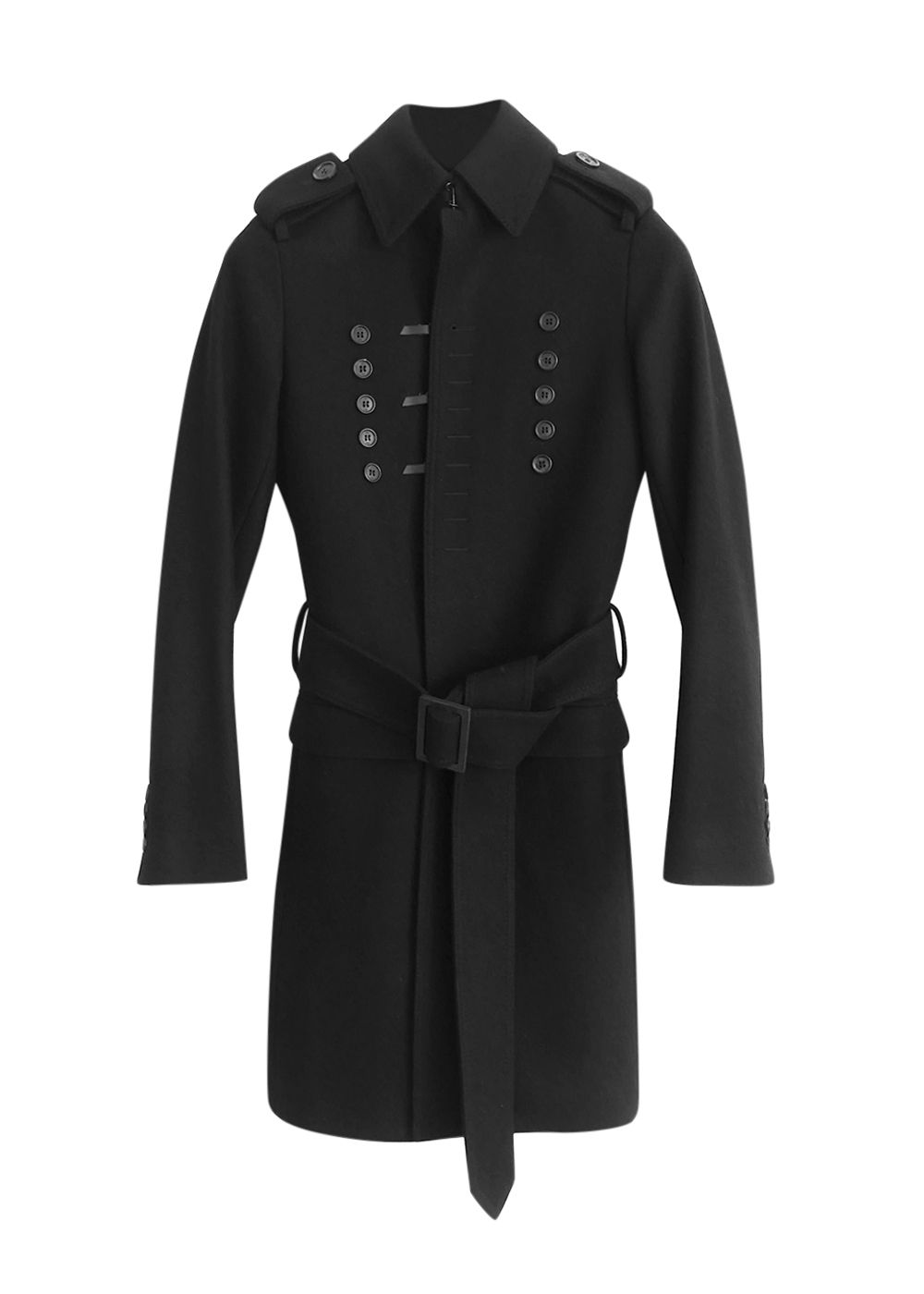 Men's Preowned Dior Homme Black Wool Trench Coat Size XS