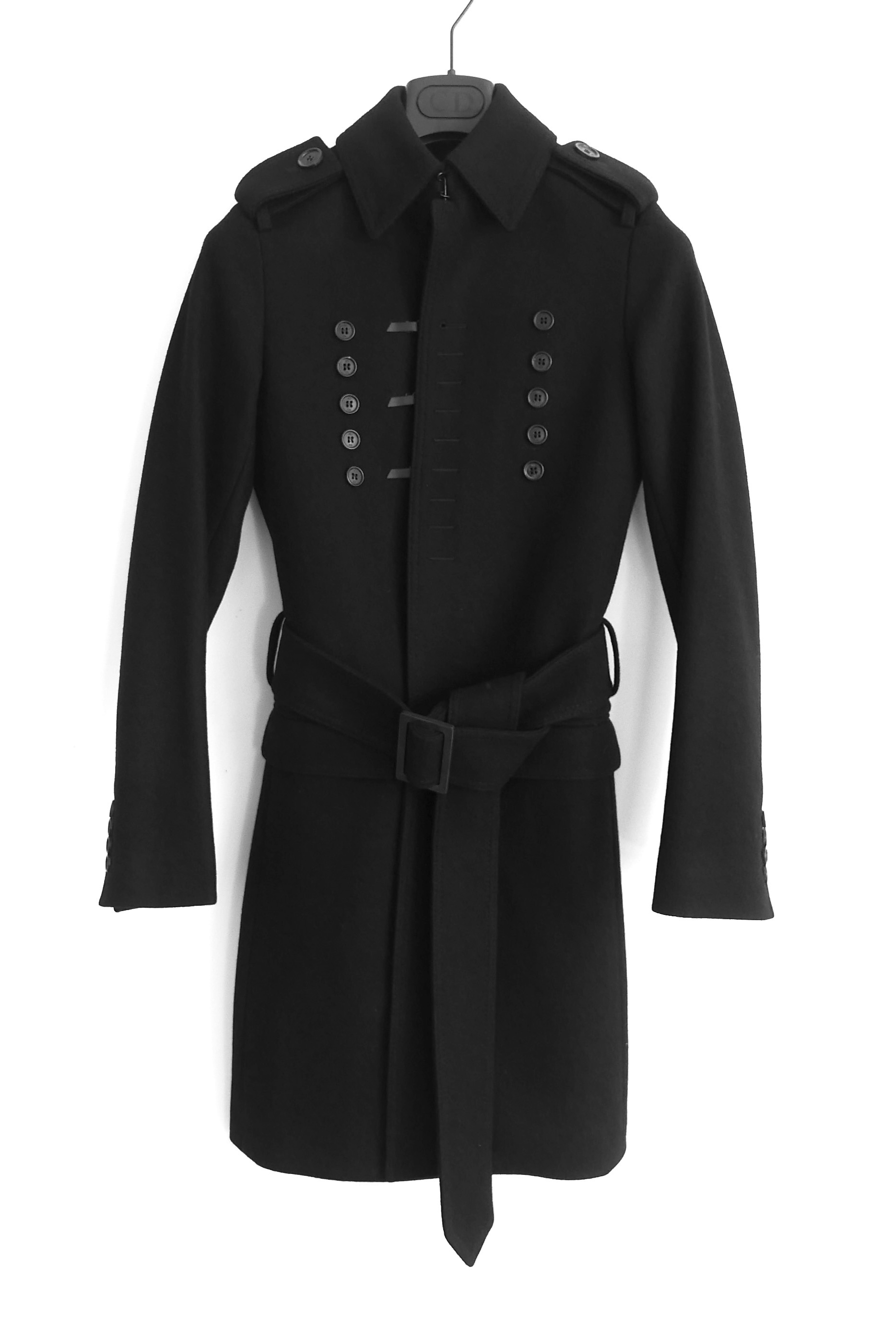 Men's Preowned Dior Homme Black Wool Trench Coat Size XS