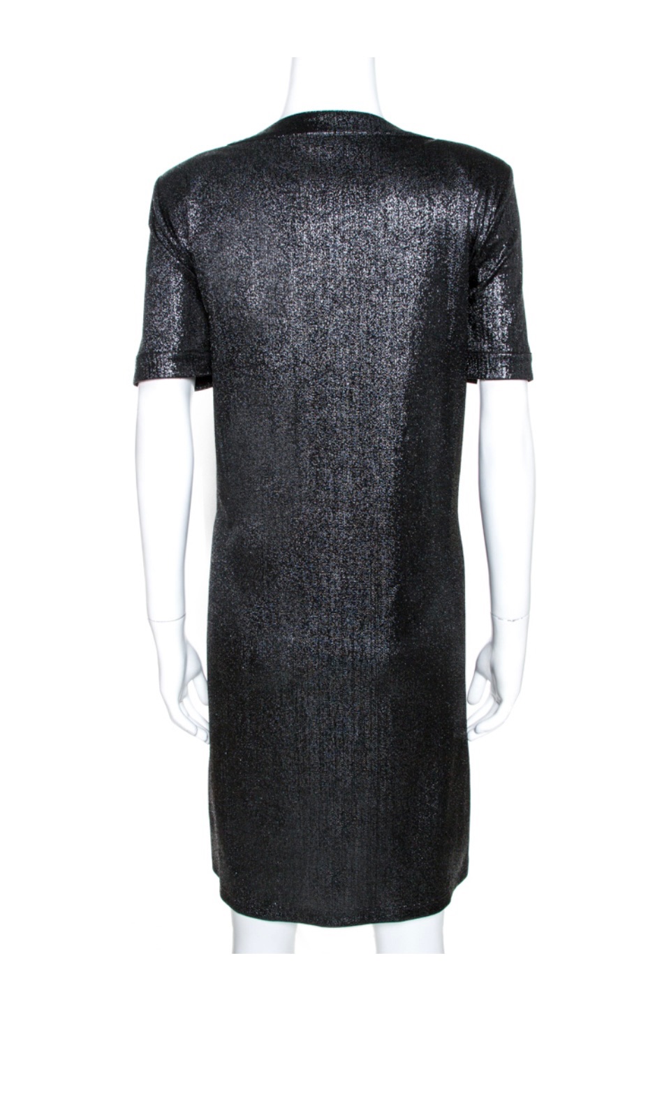 Preowned Chanel Black Metallic Lurex Midi Dress Size S viscose