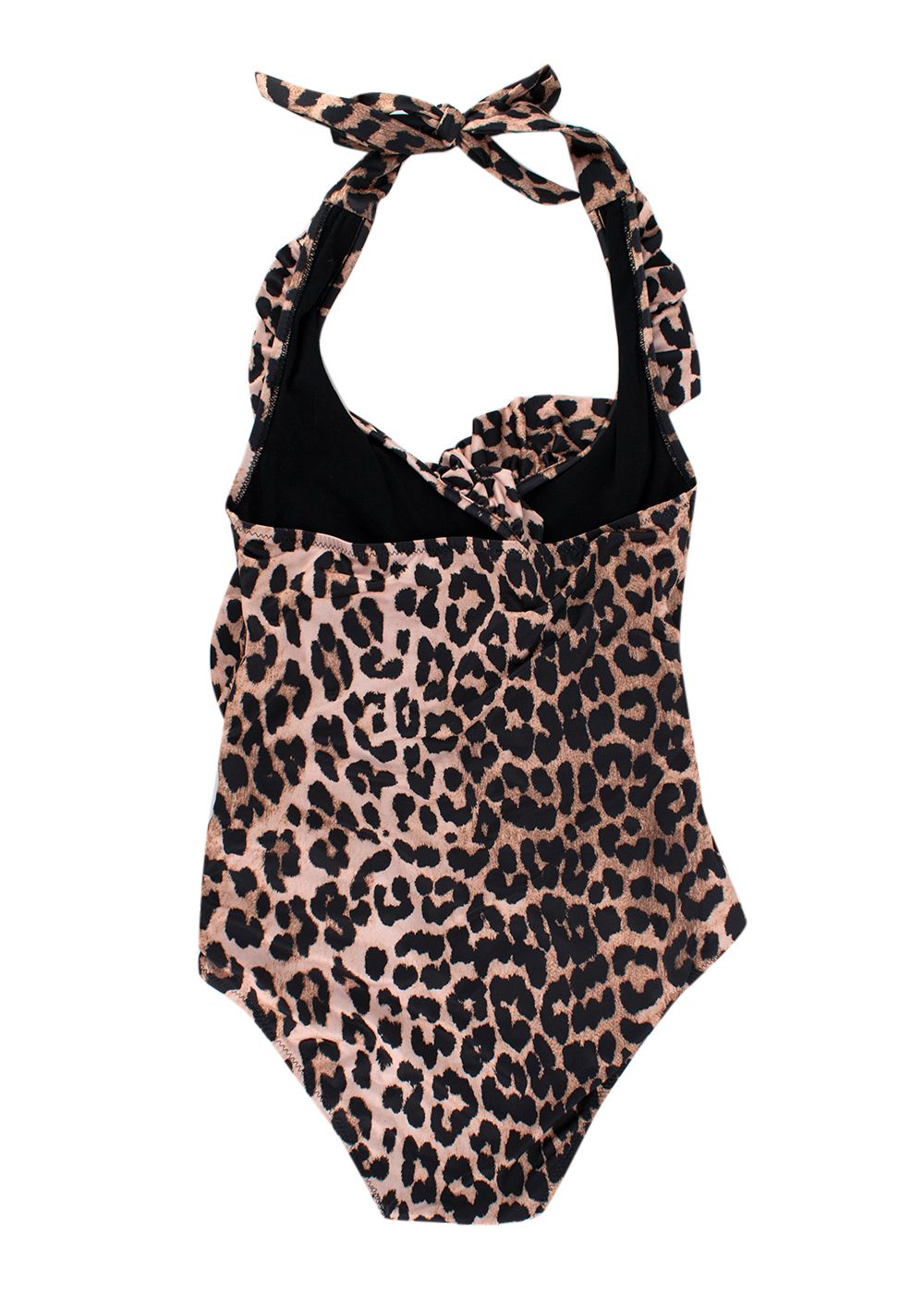 Ganni Leopard Print Halter Neck Swimsuit Size XS polyamide