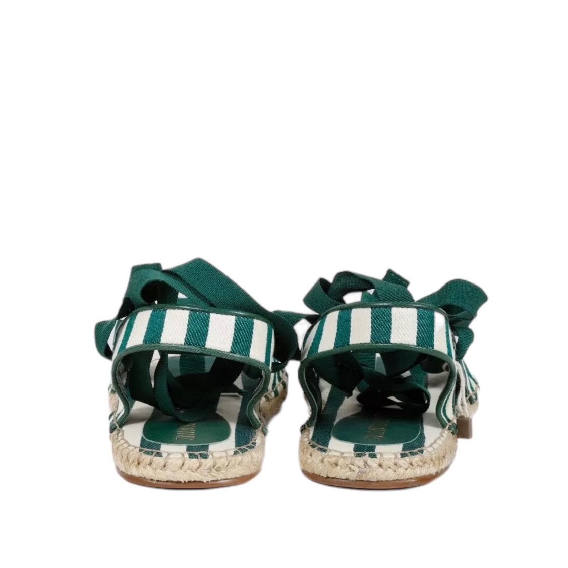 Zimmermann Green and White Striped Espadrille Sandals Size 38