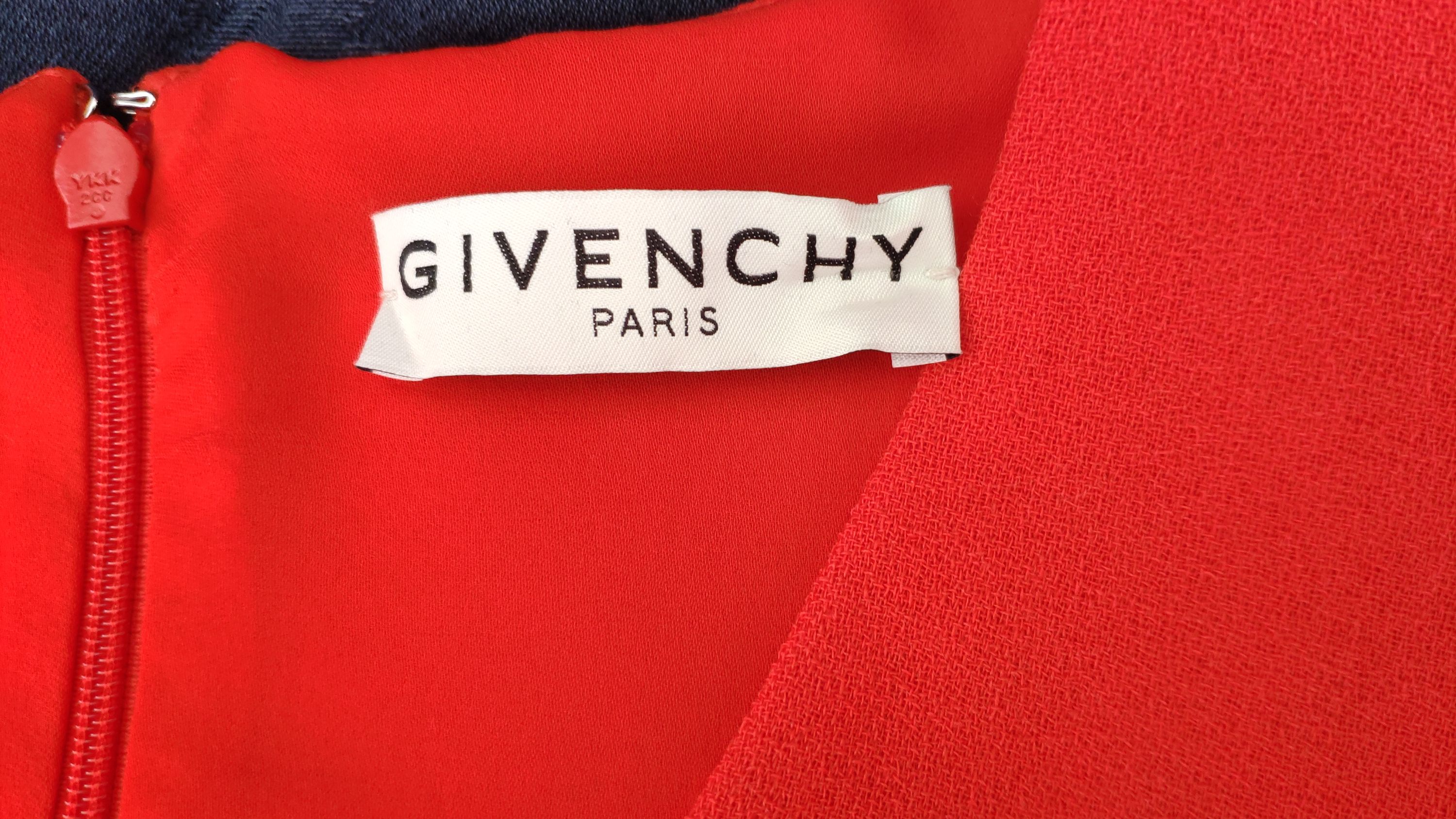 Givenchy Red Wool Crepe Tea Dress Size 40 Coral