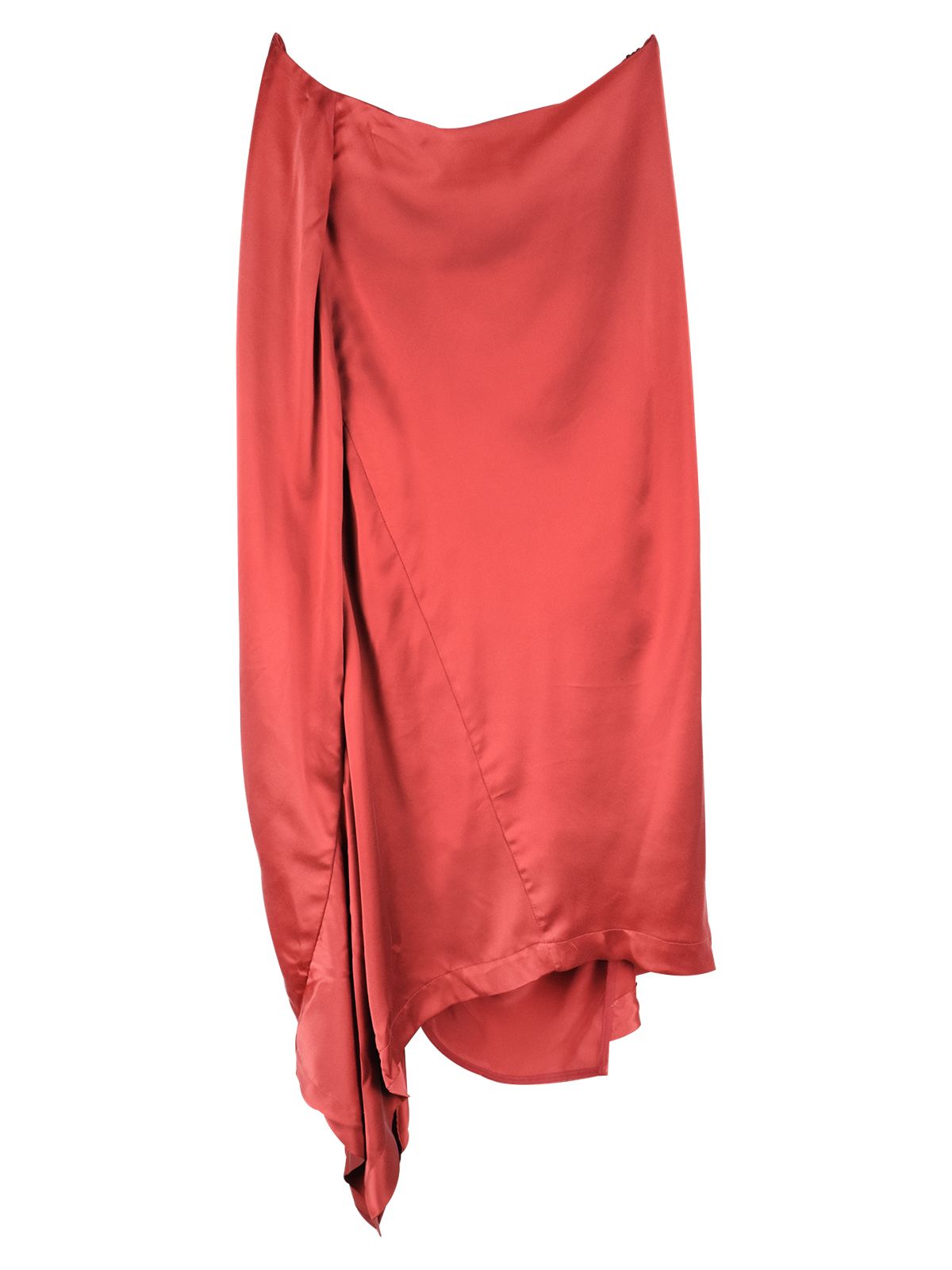 Preen by Thornton Bregazzi Coral silk ruched skirt Size S Red