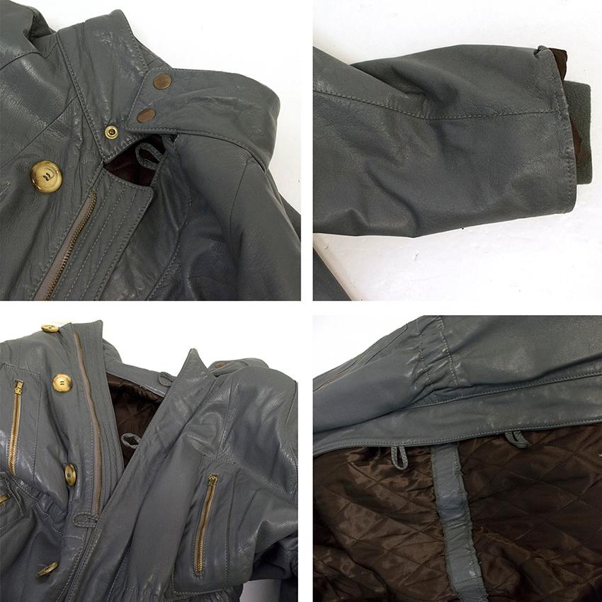 Preowned Bulli e Pupe Grey Leather Jacket Size S