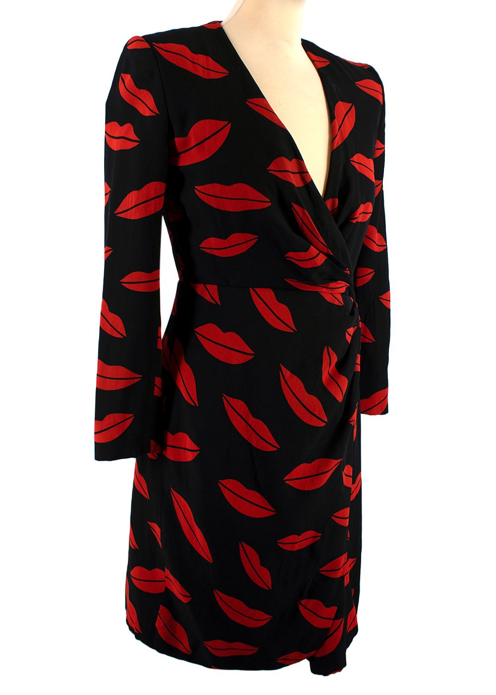 Saint Laurent Spring 2013 Red Lipstick Print Dress Size XXS