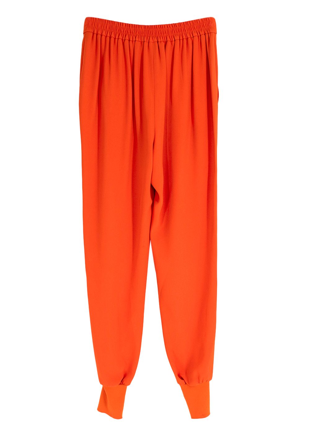 Preowned Stella McCartney Bright Orange Crepe Joggers Size S viscose