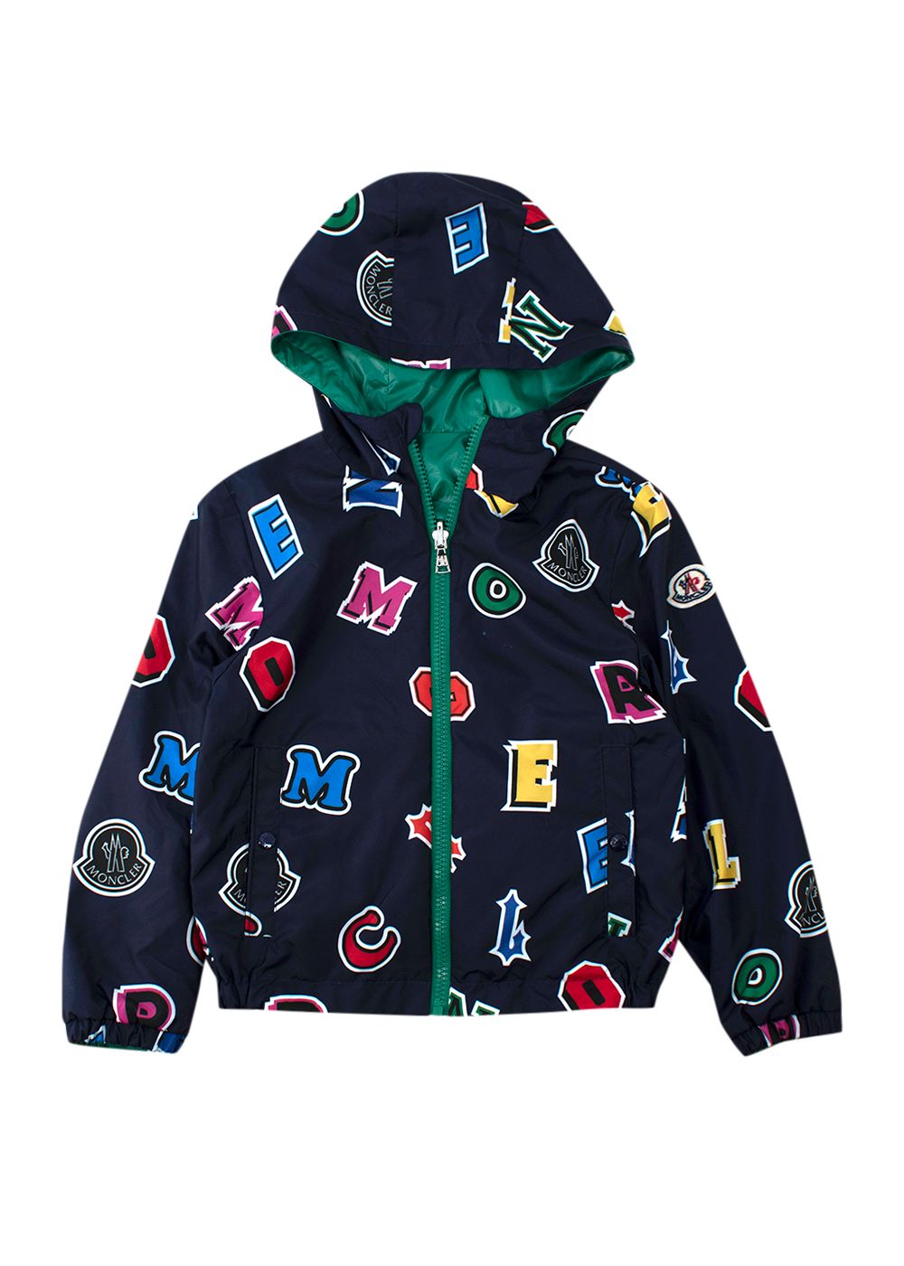 Boys Moncler Enfant Delbee Reversible Jacket Size 6 Years green navy polyester