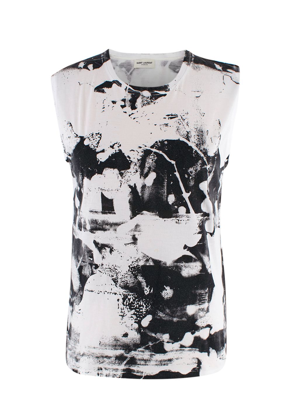 Saint Laurent Sleeveless  Printed T-Shirt Size XS Black/White cotton