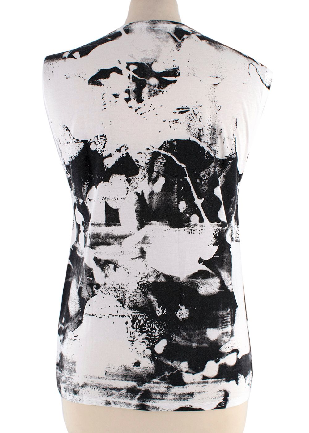 Saint Laurent Sleeveless  Printed T-Shirt Size XS Black/White cotton