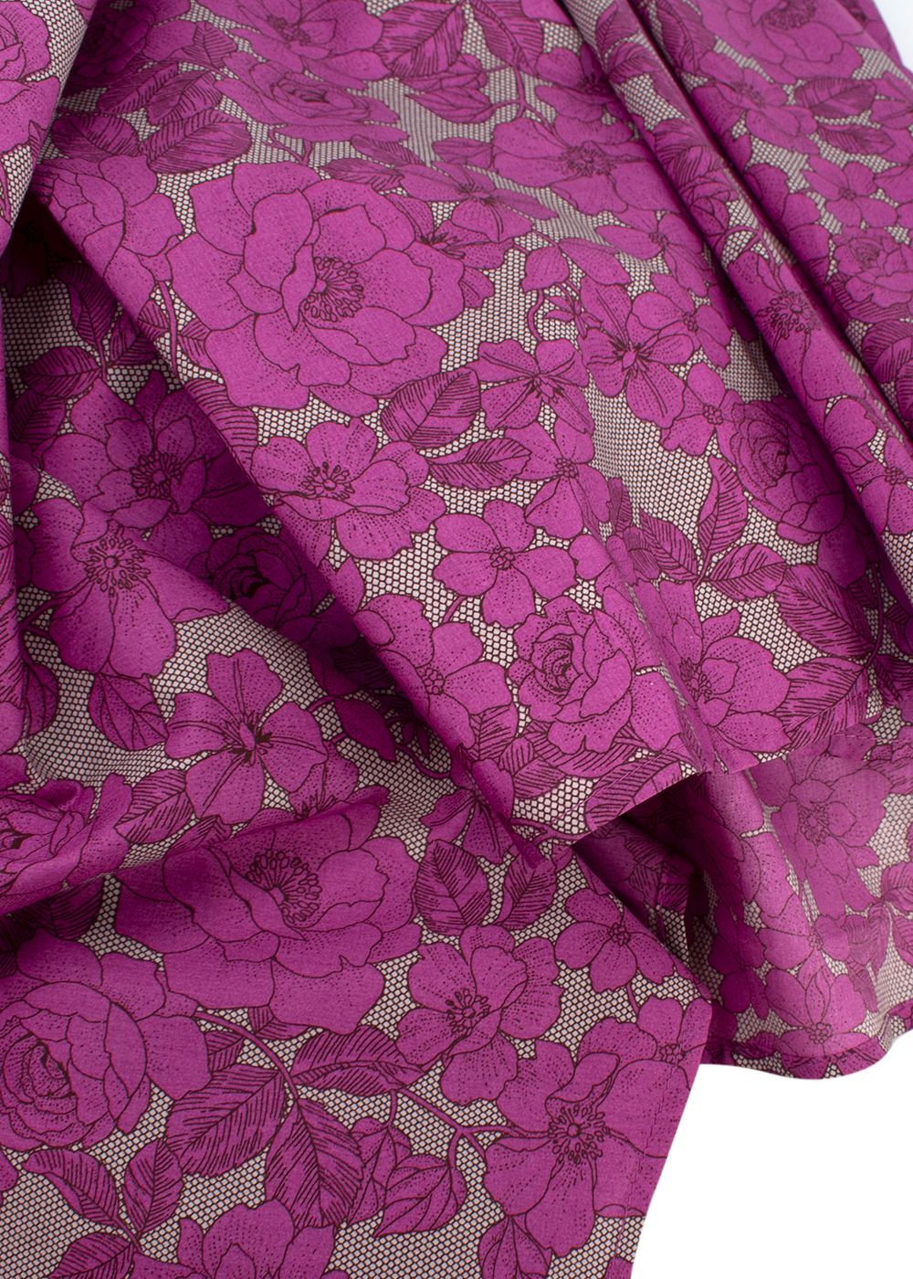 Elegant Embroidery Fuchsia Floral Embroidered Kaftan Size M Purple cotton