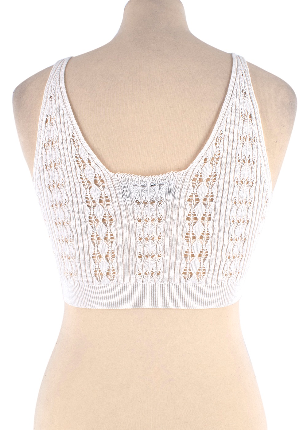 Blumarine White Rose Embellished Knit Bralette Size S viscose