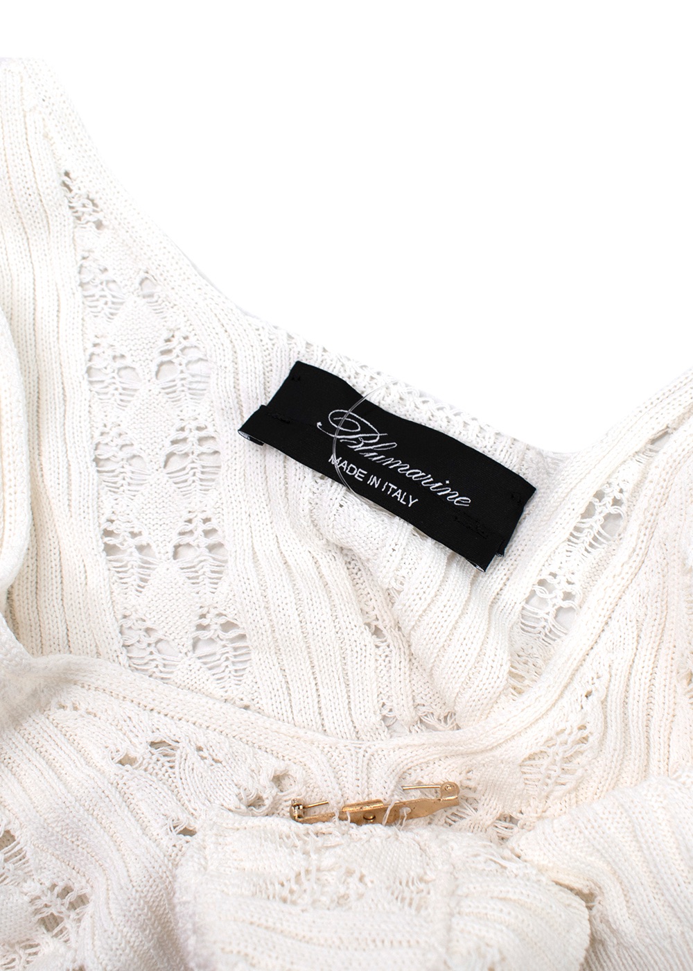 Blumarine White Rose Embellished Knit Bralette Size S viscose