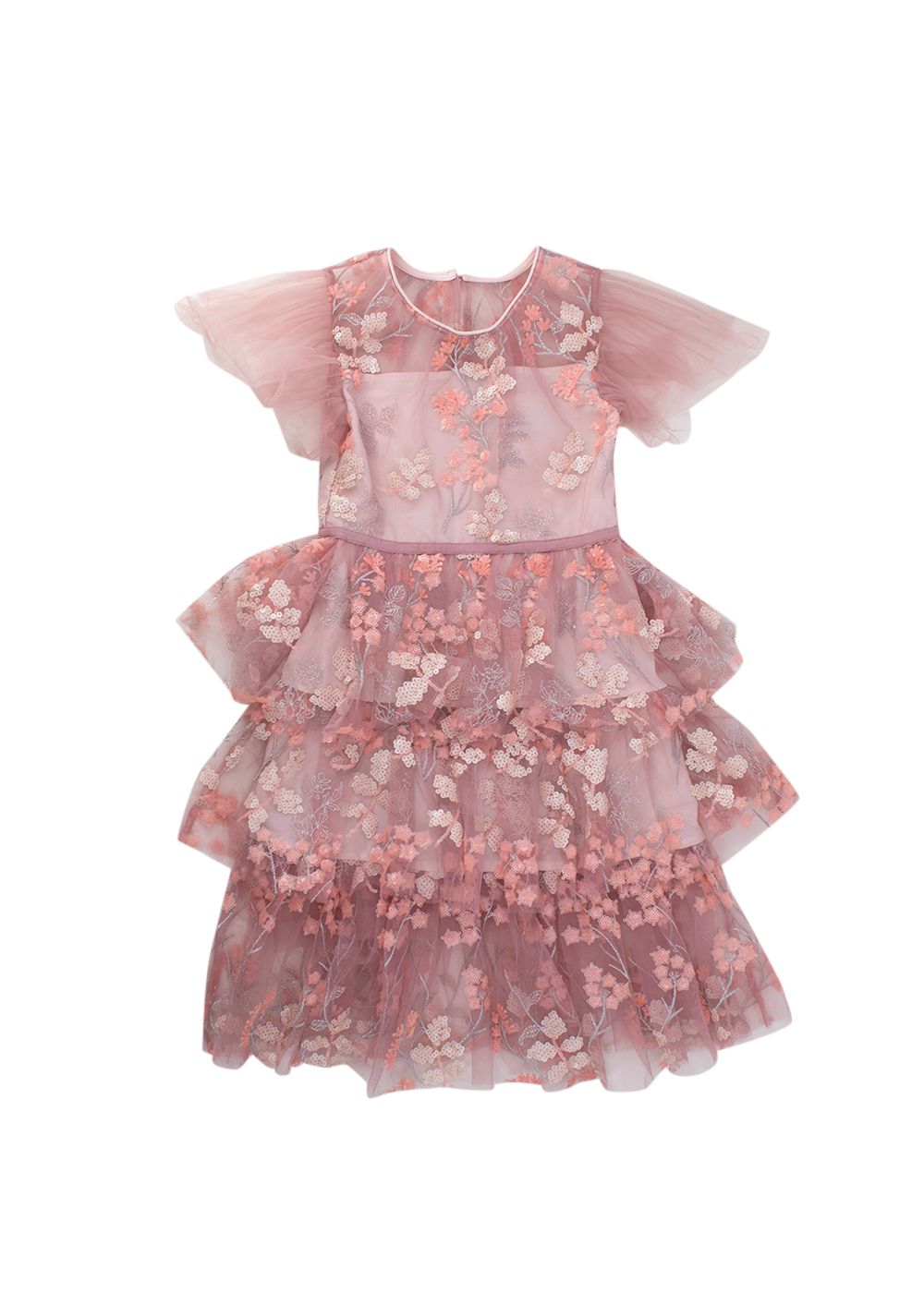 Boys Self Portrait Kids Pink Flower Sequin Midi Dress Size 4 Years polyester