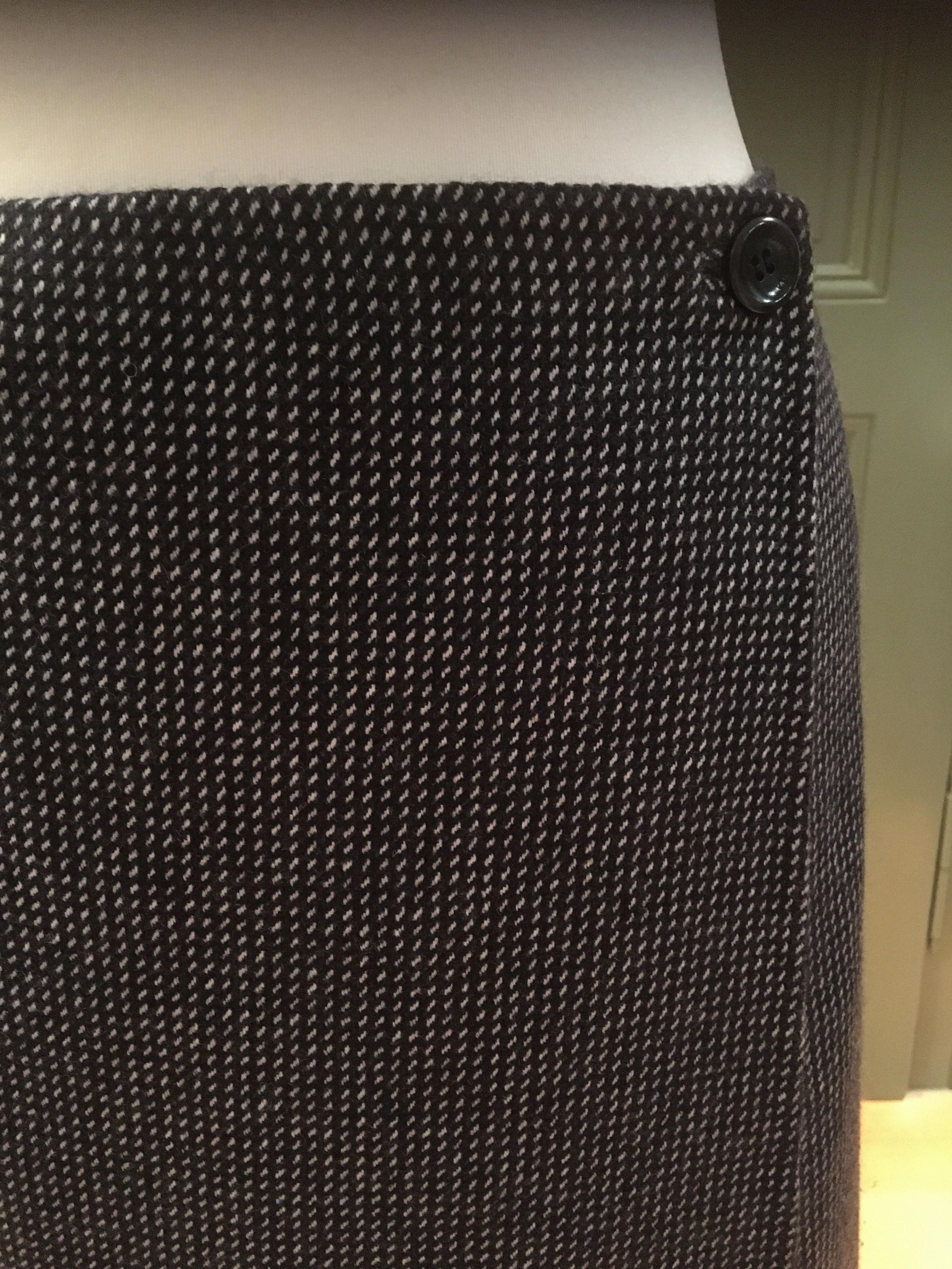 Preowned Loro Piana Flecked Cashmere Wrap Skirt Size XS Black