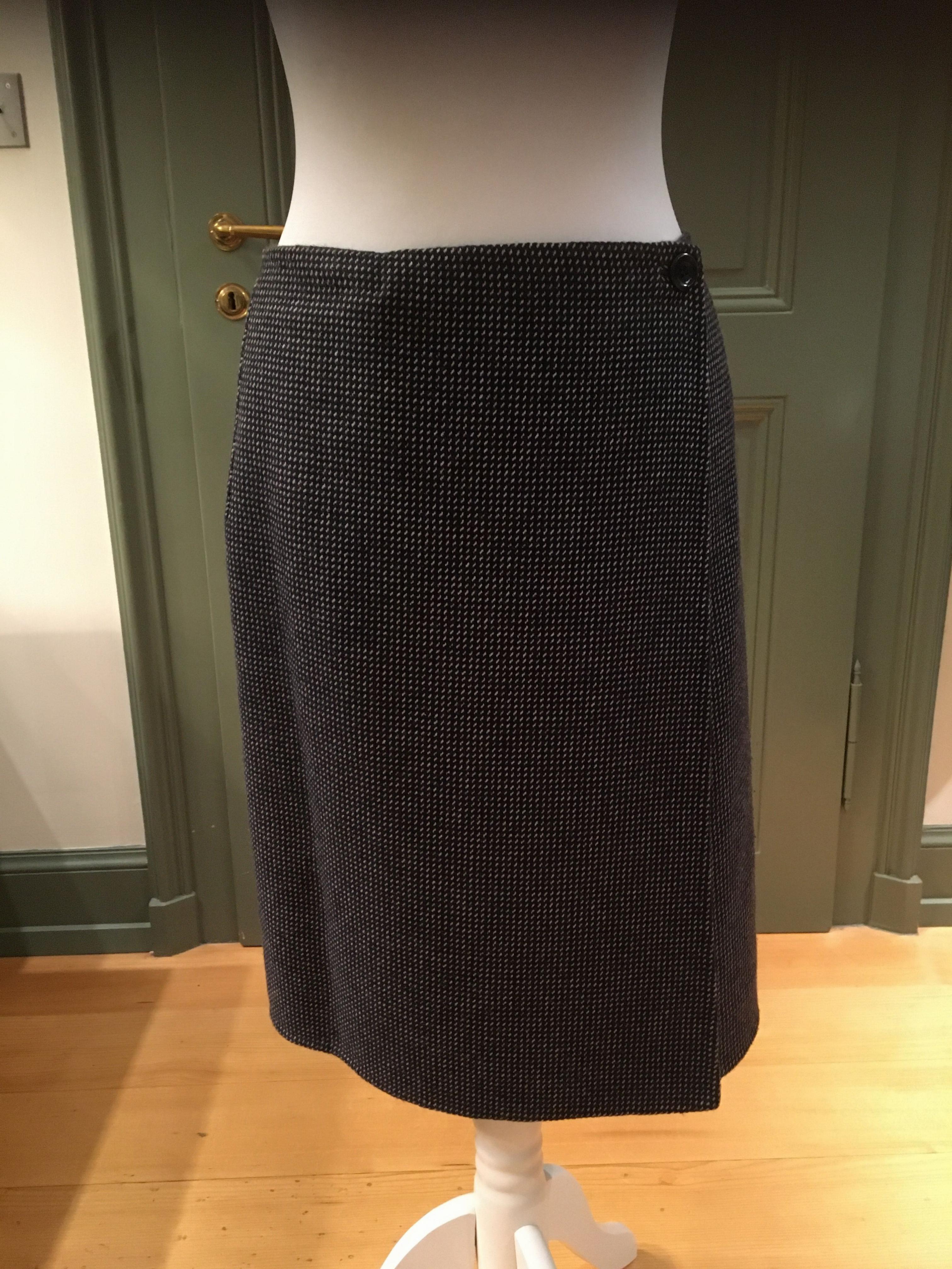 Preowned Loro Piana Flecked Cashmere Wrap Skirt Size XS Black