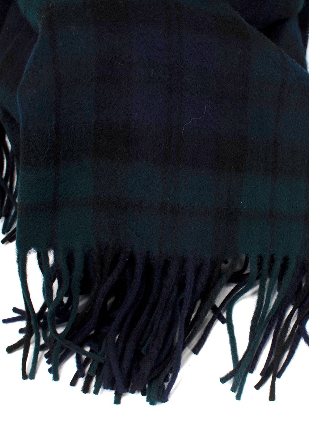 Lochmere Dark Green and Black Check Merino Wool Blend Scarf dark green blue black