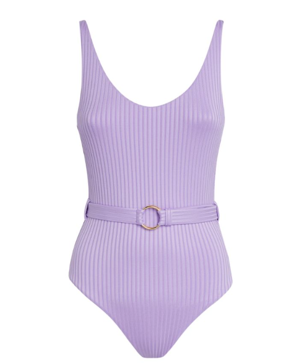 Melissa Odabash Lavender Ribbed St Tropez Swimsuit Size XS polyester/elastane