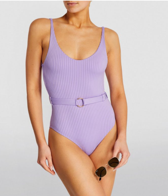 Melissa Odabash Lavender Ribbed St Tropez Swimsuit Size XS polyester/elastane