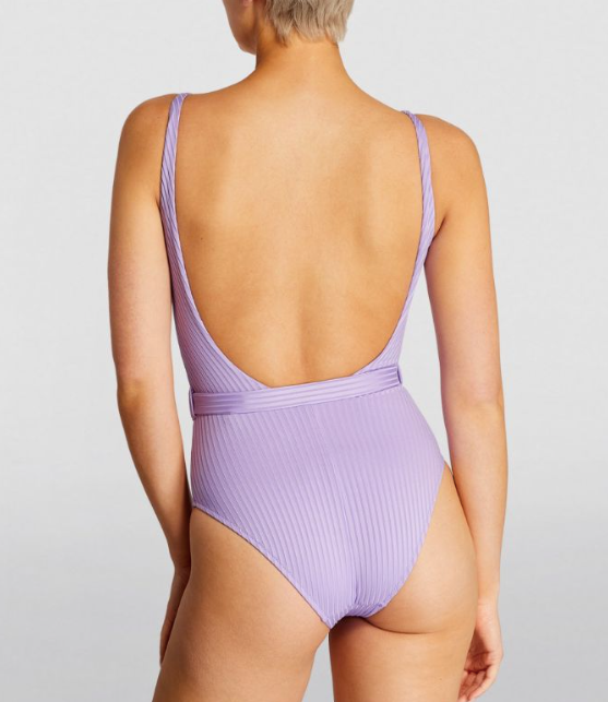 Melissa Odabash Lavender Ribbed St Tropez Swimsuit Size XS polyester/elastane