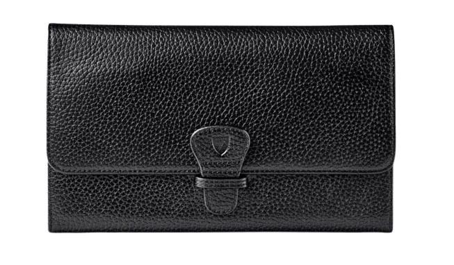 Aspinal Black Grained Leather Travel Wallet