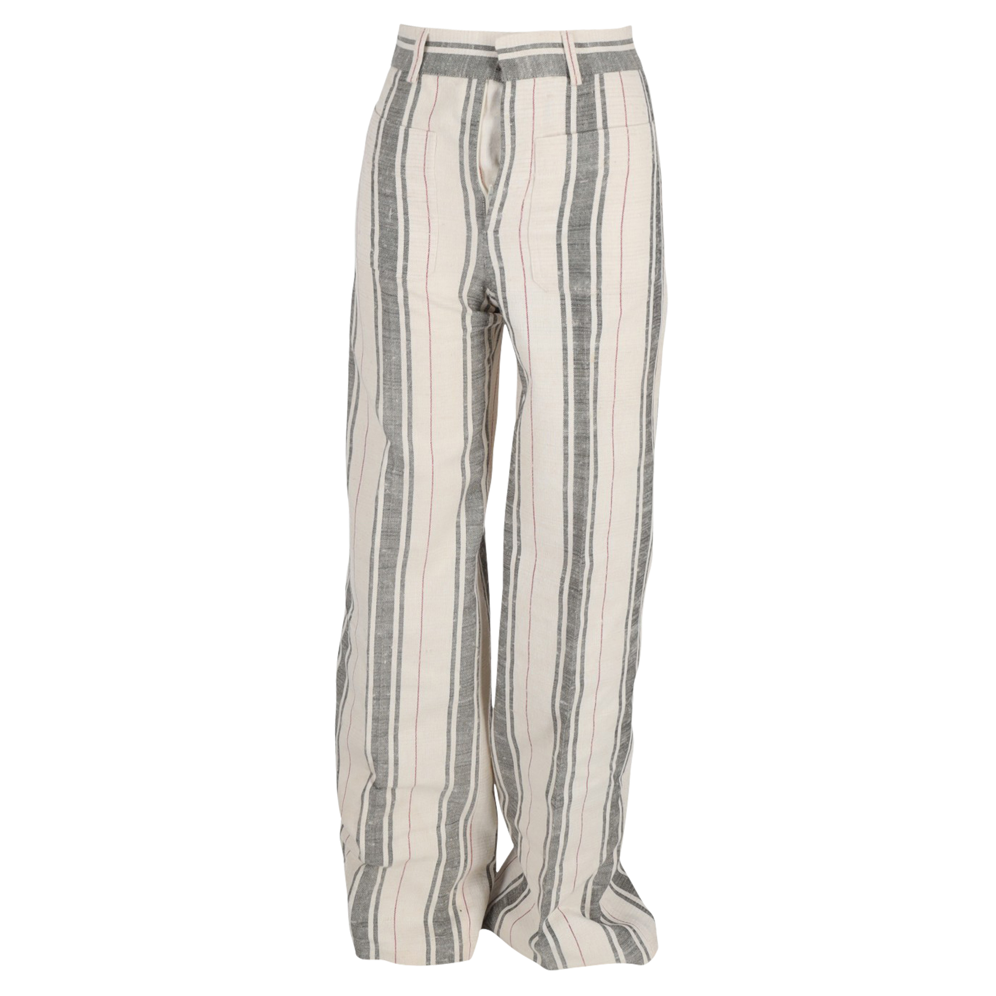 Preowned Christian Dior Cream Pinstripe Casual Trousers Size 36 white cotton