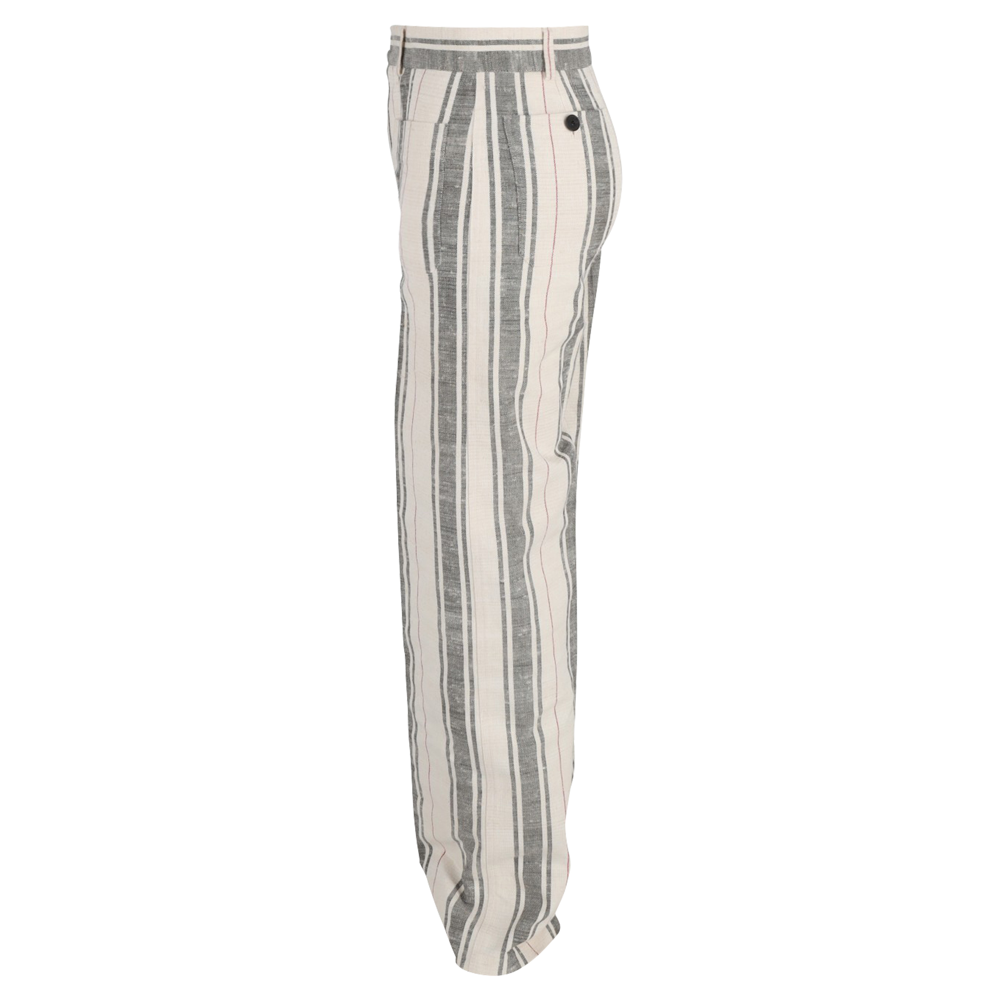 Preowned Christian Dior Cream Pinstripe Casual Trousers Size 36 white cotton