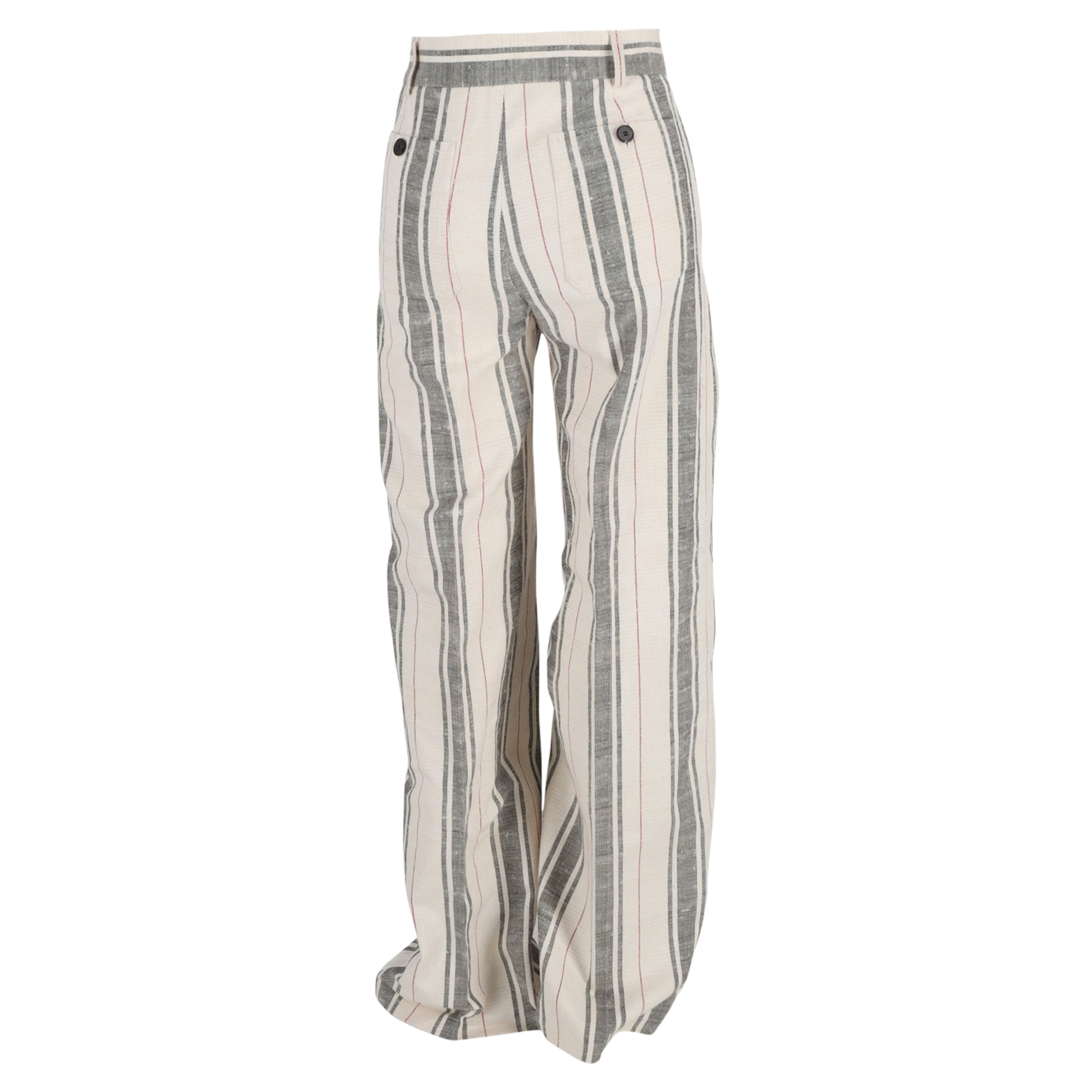 Preowned Christian Dior Cream Pinstripe Casual Trousers Size 36 white cotton