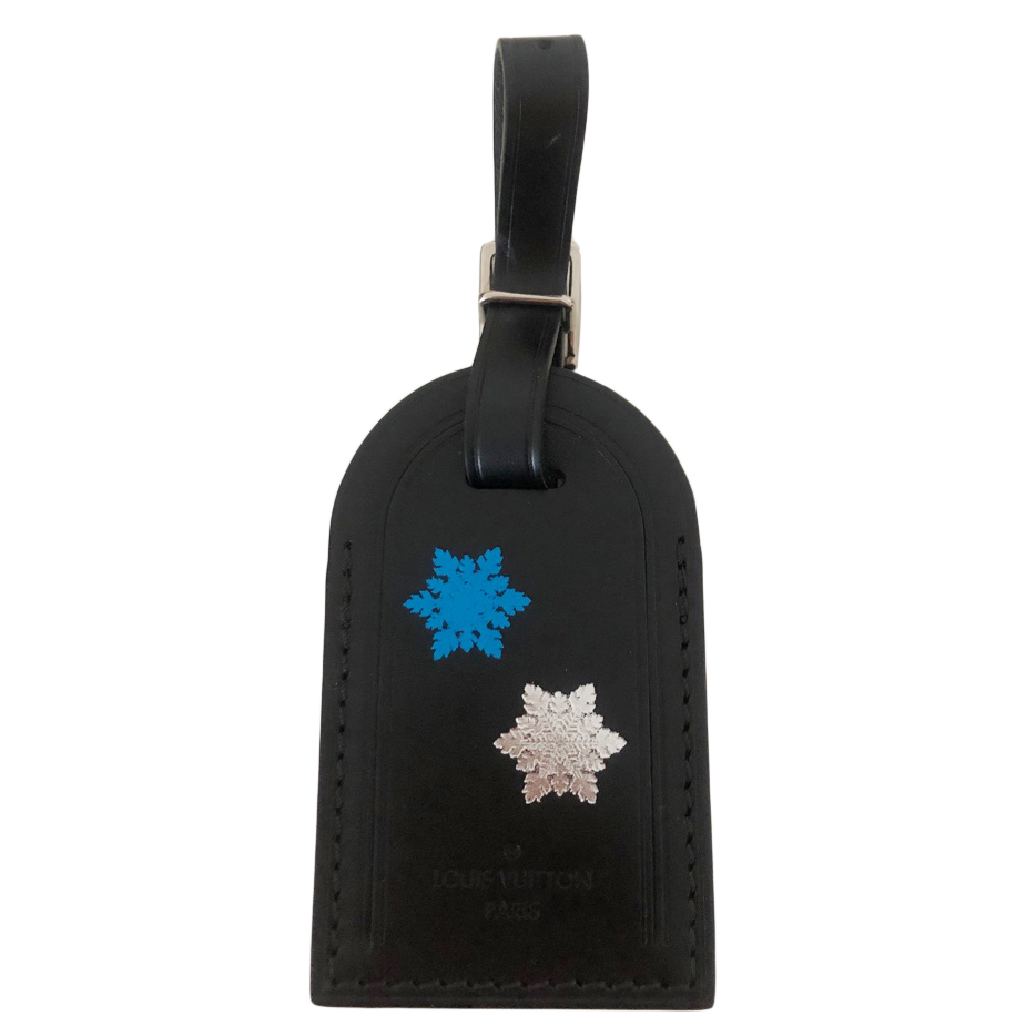 Louis Vuitton Snowflake Stamped Black Luggage Tag leather